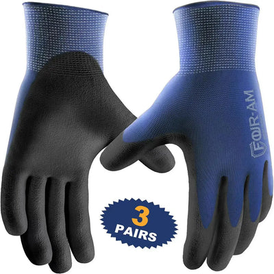 3pairs Ultra-Thin PU Coated Work Gloves,Excellent Grip,Nylon Shell Black Polyurethane Coated Safety Work Gloves, Knit Wrist Cuff - Ma boutique